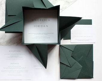 Elegant Wedding Invitation Set | Printed Origami Invitation | Unique Invitation Set | Origami Invitation SAMPLE