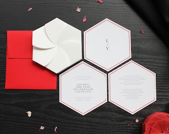 Wedding Invitation Origami Sleeve and Handmade Envelope | Unique, Luxury Origami Invite for Weddings, Events & Occasions | Sakura
