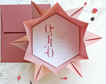 Elegant Wedding Invitation Set | Printed Origami Invitation | Unique Invitation Set | Origami Invitation SAMPLE