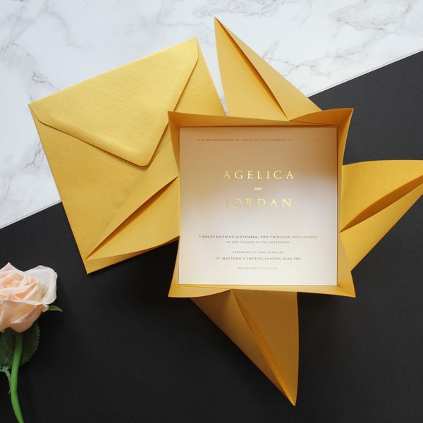 Wedding Invitation | Luxury Handmade Origami | Gold | Rose Gold | Silver | Unique Invite SAMPLE