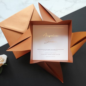 Rose Gold Wedding Invitation | Luxury Handmade Origami Invitation | Personalised Copper Invitations | Foiled Invitations SAMPLE