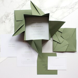 Luxus Hochzeitseinladung | Origami-Einladungs-Set | Einzigartige Einladung | Gedruckte Hochzeitseinladung MUSTER