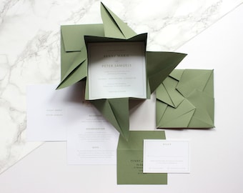 invitation de mariage de luxe | Ensemble d’invitations en origami | | d’invitation unique Invitation de mariage imprimée SAMPLE