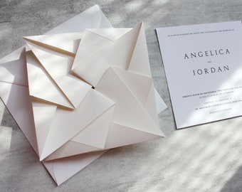 Unique Pale Ivory Origami Wedding Invitation - Personalised Invitation - Handmade Origami Sleeve SAMPLE