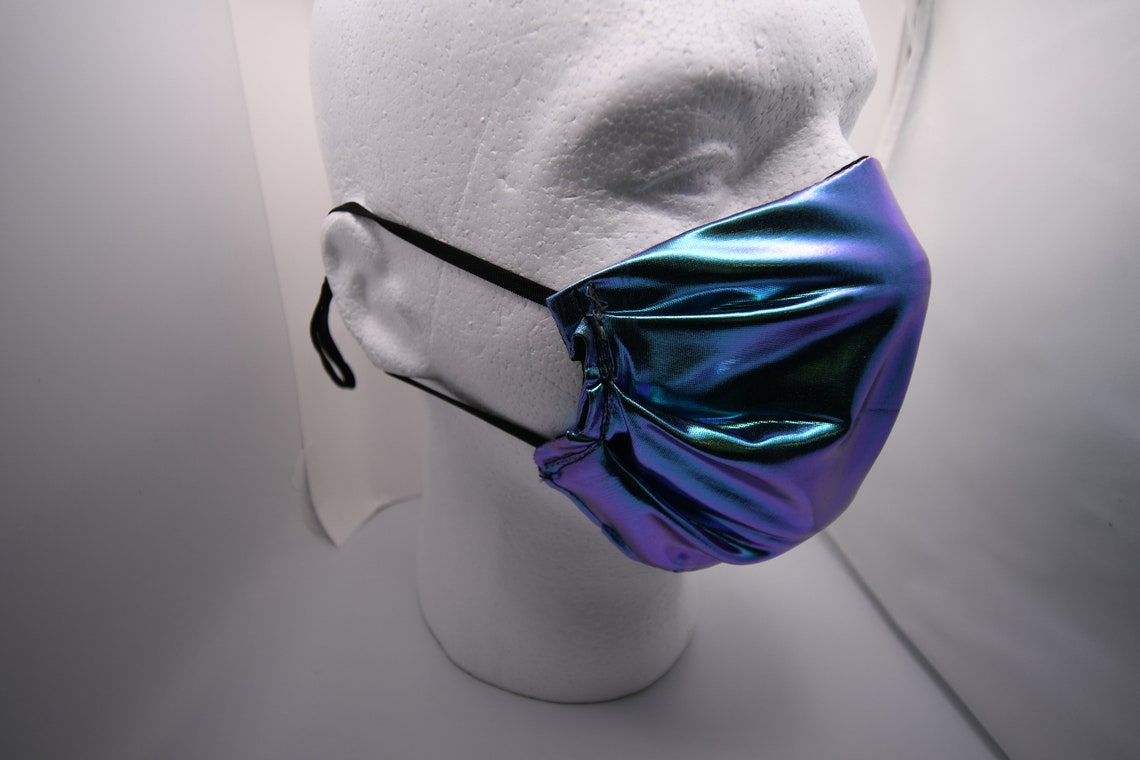 Blue and Purple Shiny Face Mask Etsy