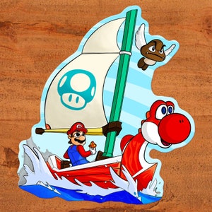 King of Red Yoshis - Super Mario and Zelda Wind Waker Mash-up Glossy Vinyl Sticker Custom hand-drawn art