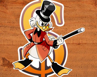 Scrooge McDuck Sticker on glossy vinyl - Ducktales 2017 dollar sign Custom Hand-Drawn Art