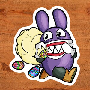 Nabbit Stealing Easter Eggs Nintendo Super Mario Bros. Glossy Vinyl Sticker Custom handgezeichnete Kunst
