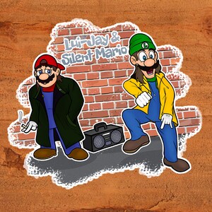 Lui-Jay & Silent Mario Sticker (Parodie von Jay und Silent Bob, Mario und Luigi) Nintendo glänzende Vinyl Custom Handgezeichnete Kunst