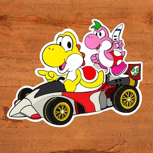 Autocollant Yoshi Kart de style Mario en papier - 3 choix de couleurs différents - Nintendo Custom art dessiné à la main