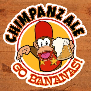 Nintendo Custom Diddy Kong Chimpanz-Ale Logo Sticker auf glänzendem Vinyl