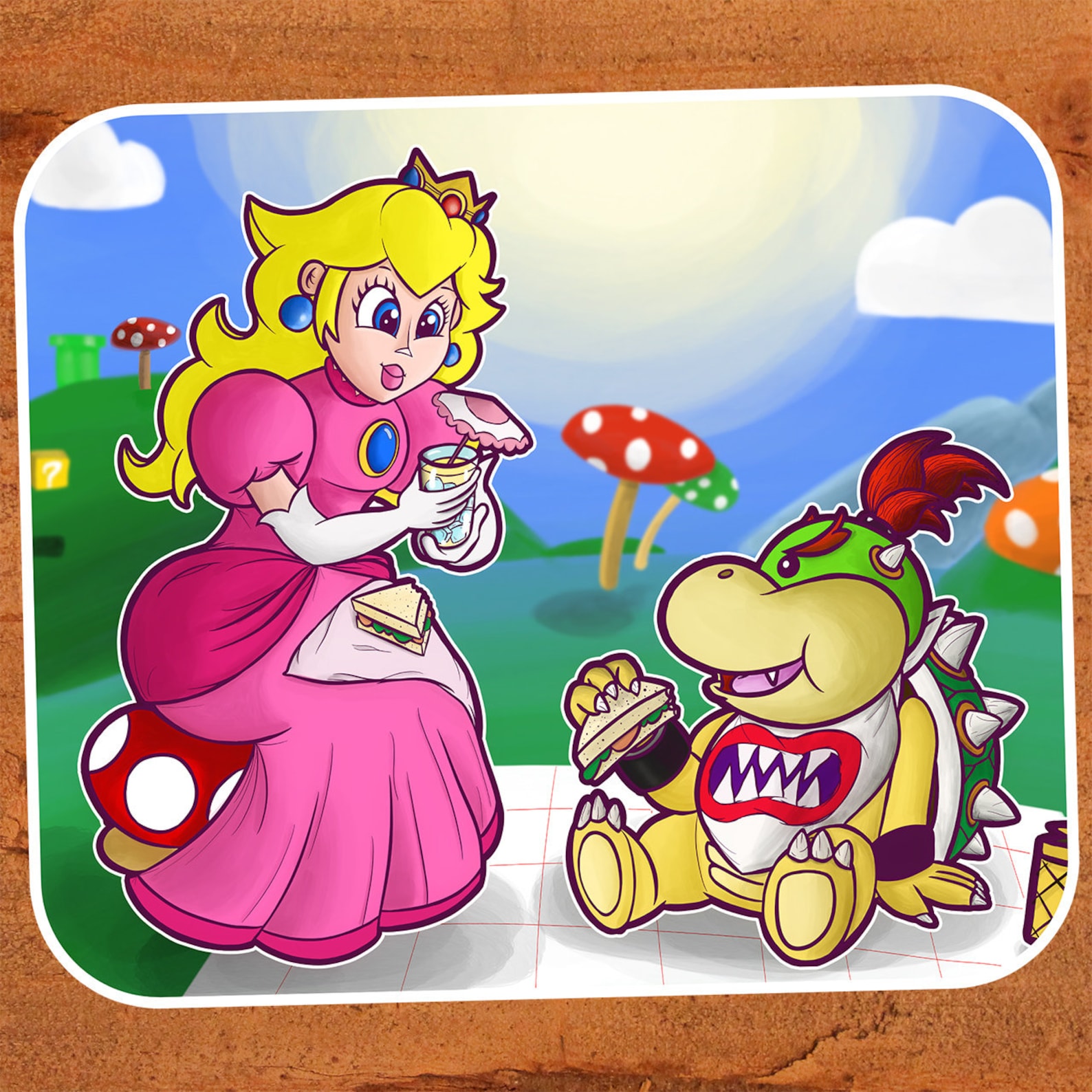 Princess Peach and Bowser Jr. Having a Picnic Nintendo Sticker Etsy