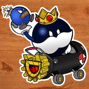 King Bob-Omb dans Mario Kart - Nintendo Glossy Vinyl Sticker Art personnalisé dessiné à la main