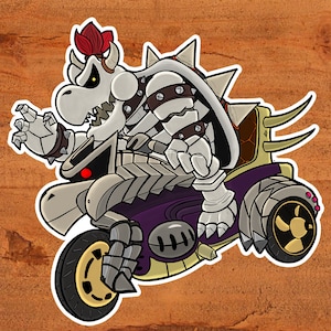 Dry Bowser Mario Kart Glanz Vinyl Sticker "The Bone Rattler" - Nintendo Custom Handgezeichnete Kunst