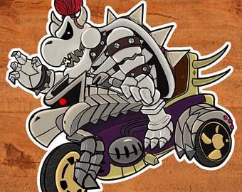 Dry Bowser Mario Kart Glossy Vinyl Sticker “The Bone Rattler” - Nintendo Custom Hand-Drawn Art