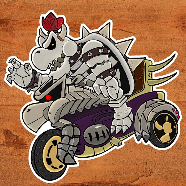 Dry Bowser Mario Kart Glanz Vinyl Sticker "The Bone Rattler" - Nintendo Custom Handgezeichnete Kunst