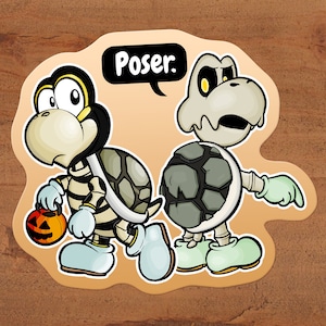 Dry Bones und Koopa Troopa "Poser" Halloween Glossy Vinyl Aufkleber - Nintendo Custom Hand-Drawn Art gedruckt mit Pigmenttinte