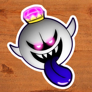 King Boo - Luigi es Mansion Version - Nintendo Videospiele Glänzend Weiß Vinyl Sticker Custom Handgezeichnete Kunst