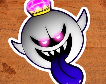 King Boo - Luigi&#39;s Mansion Version - Nintendo Video Games Glossy White Vinyl Sticker Custom Hand-Drawn Art