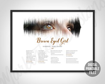 Brown Eyed Girl Man Lady Couple Song Lyric Music Gift Present Poster Print