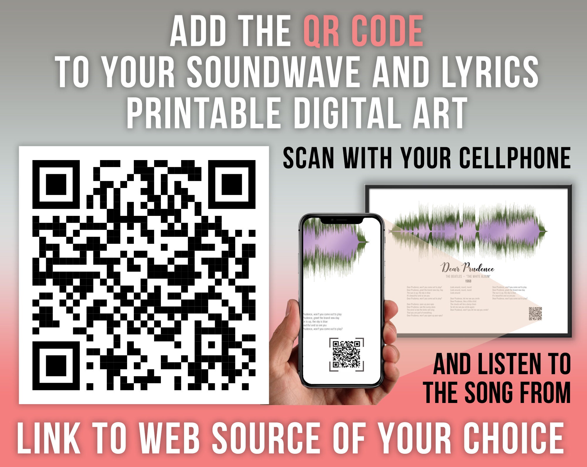 QR Code for Custom Sound Wave and Lyrics Printable Digital | Etsy Canada