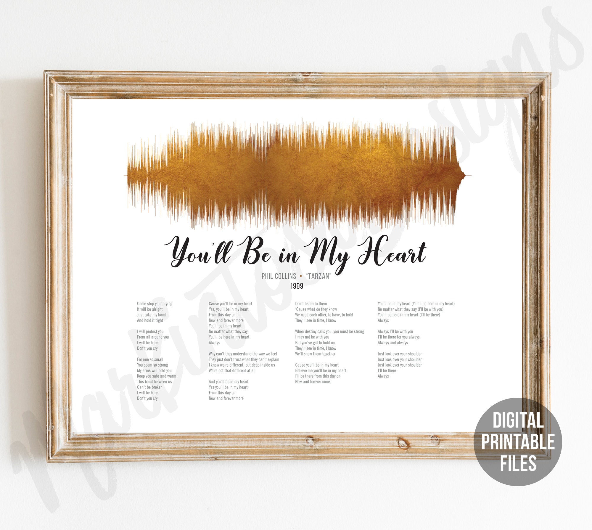 You Ll Be In My Heart Tarzan Sound Wave And Lyrics Art Etsy Uk