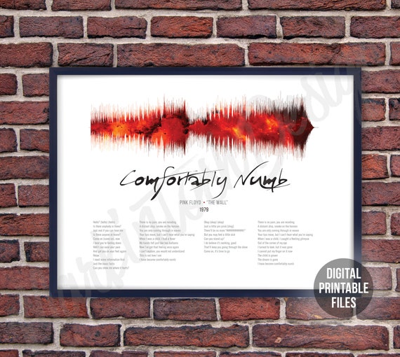 Comfortably Numb Sound Wave And Lyrics Art The Wall Etsy
