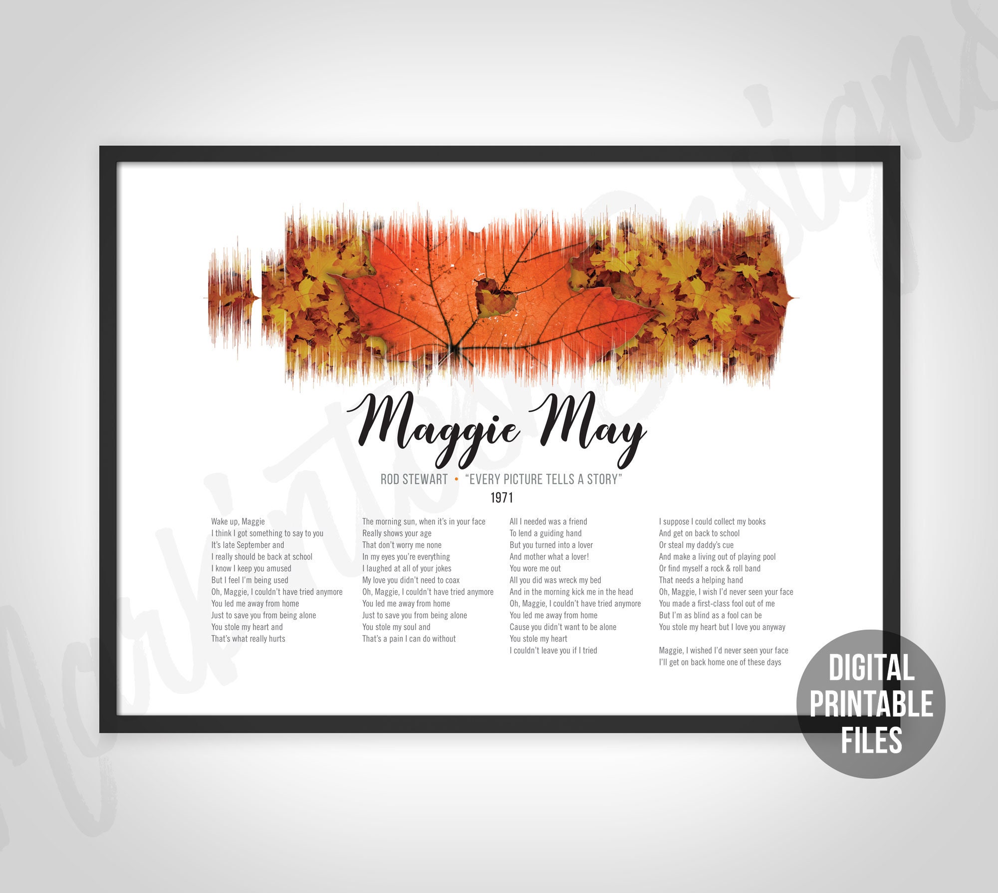 Maggie May Custom Sound Wave And Lyrics Art Every Picture Etsy