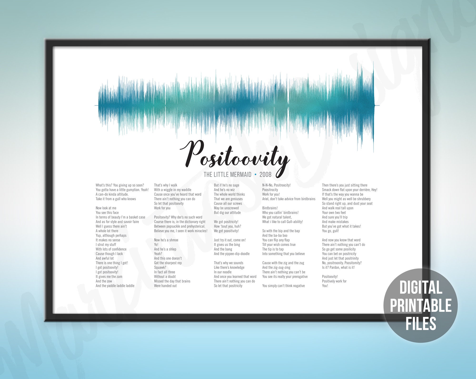 Positoovity Custom Sound Wave Lyrics Art Printable Digital Etsy
