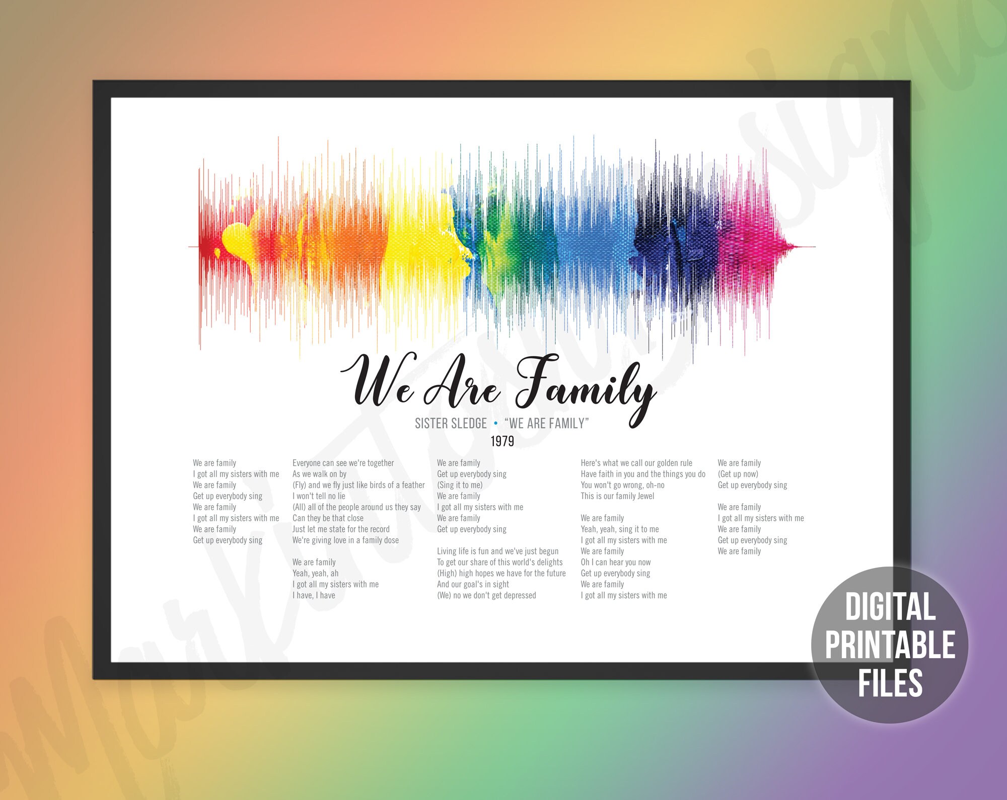 We Are Family Custom Soundwave and Lyrics art Printable Etsy We Are Family Custom Soundwave and Lyrics art Printable Etsy