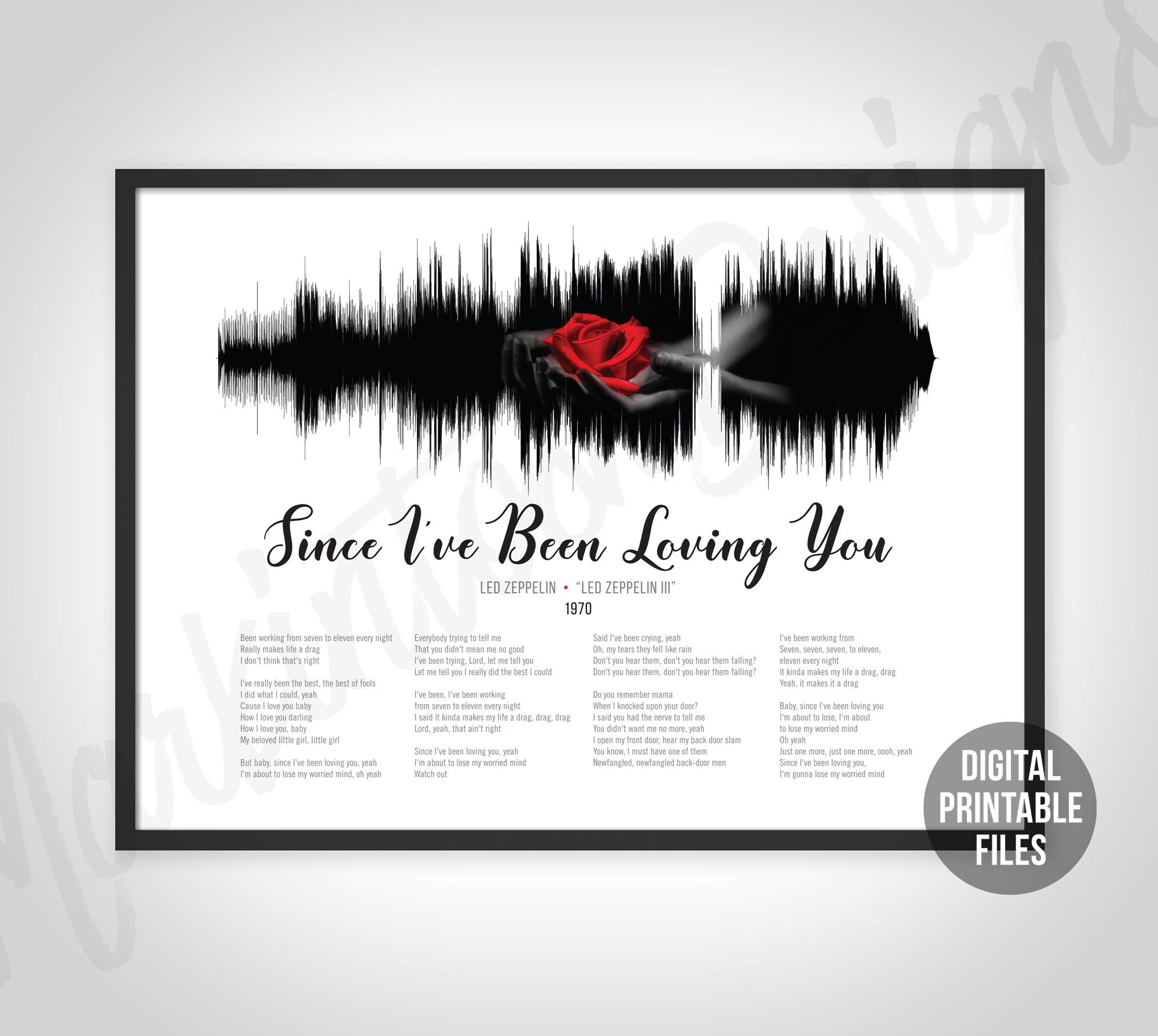 Since I Ve Been Loving You Custom Sound Wave And Lyrics Etsy Since I Ve Been Loving You Custom Sound Wave And Lyrics Etsy