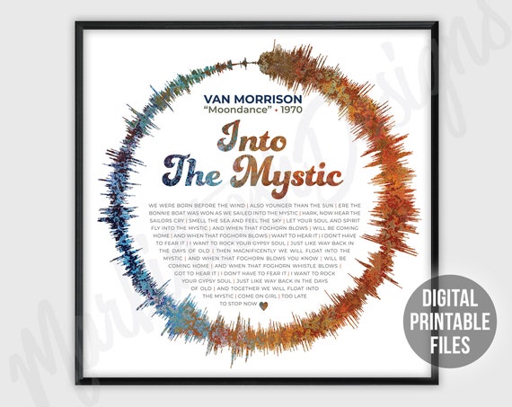 Into The Mystic Moondance Radial Sound Wave And Lyrics Art Etsy