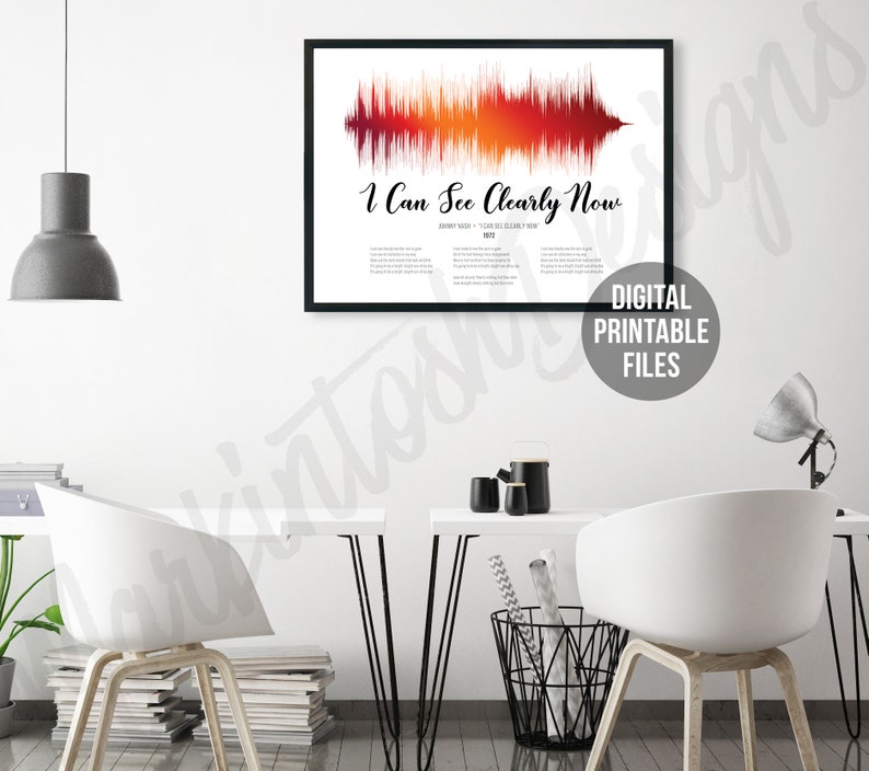 I Can See Clearly Now Custom Sound Wave Lyrics Art Printable Etsy