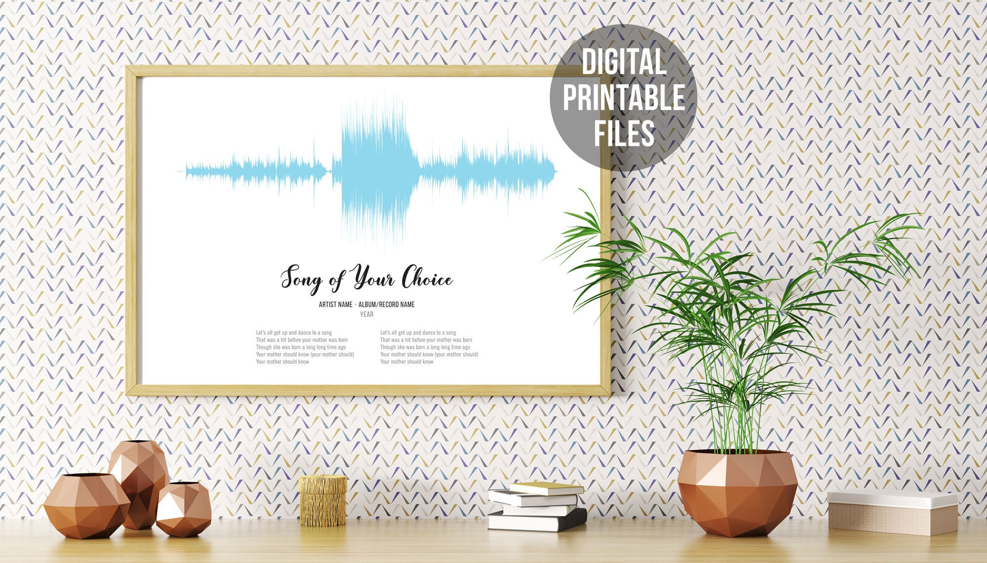 Custom Sound Wave with Lyrics,  Printable digital file, Soundwave art…