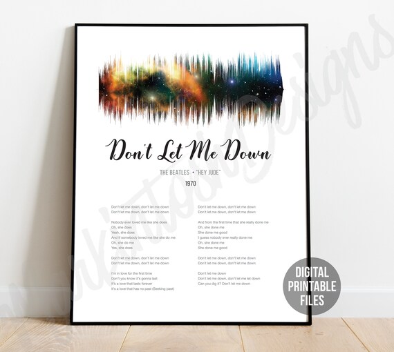 Don T Let Me Down Hey Jude Custom Sound Wave And Lyrics Etsy Don T Let Me Down Hey Jude Custom Sound Wave And Lyrics Etsy