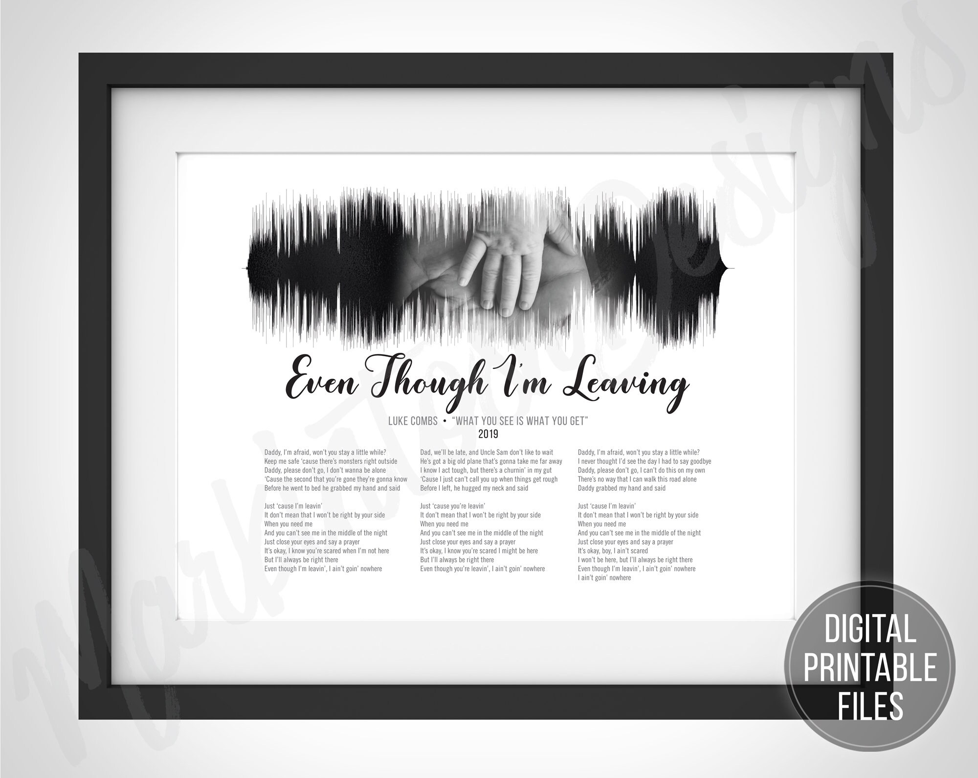 Even Though Im Leaving Custom Sound Wave And Lyrics Art Etsy Israel