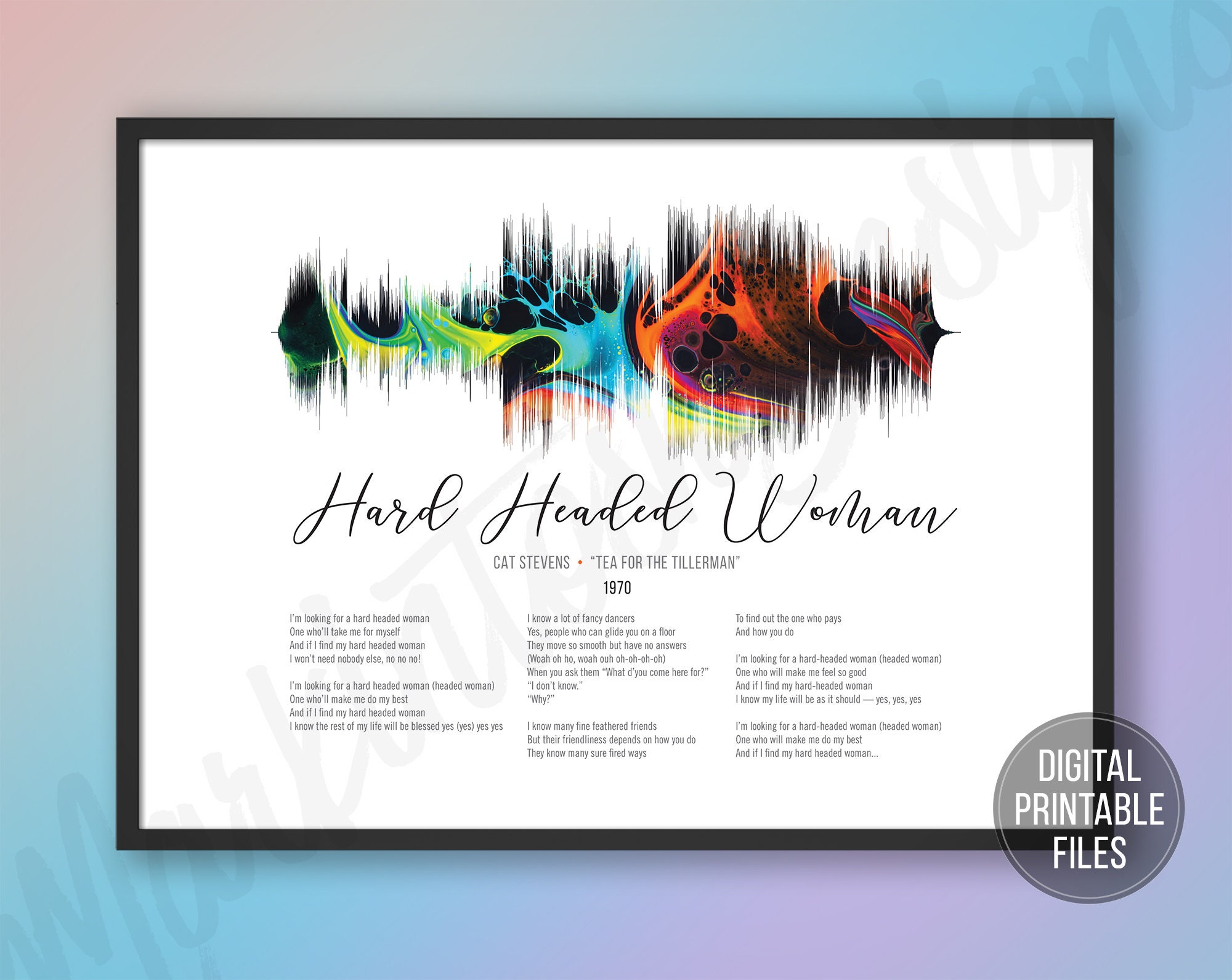 Hard Headed Woman Custom Sound Wave And Lyrics Art Printable Etsy Hard Headed Woman Custom Sound Wave And Lyrics Art Printable Etsy