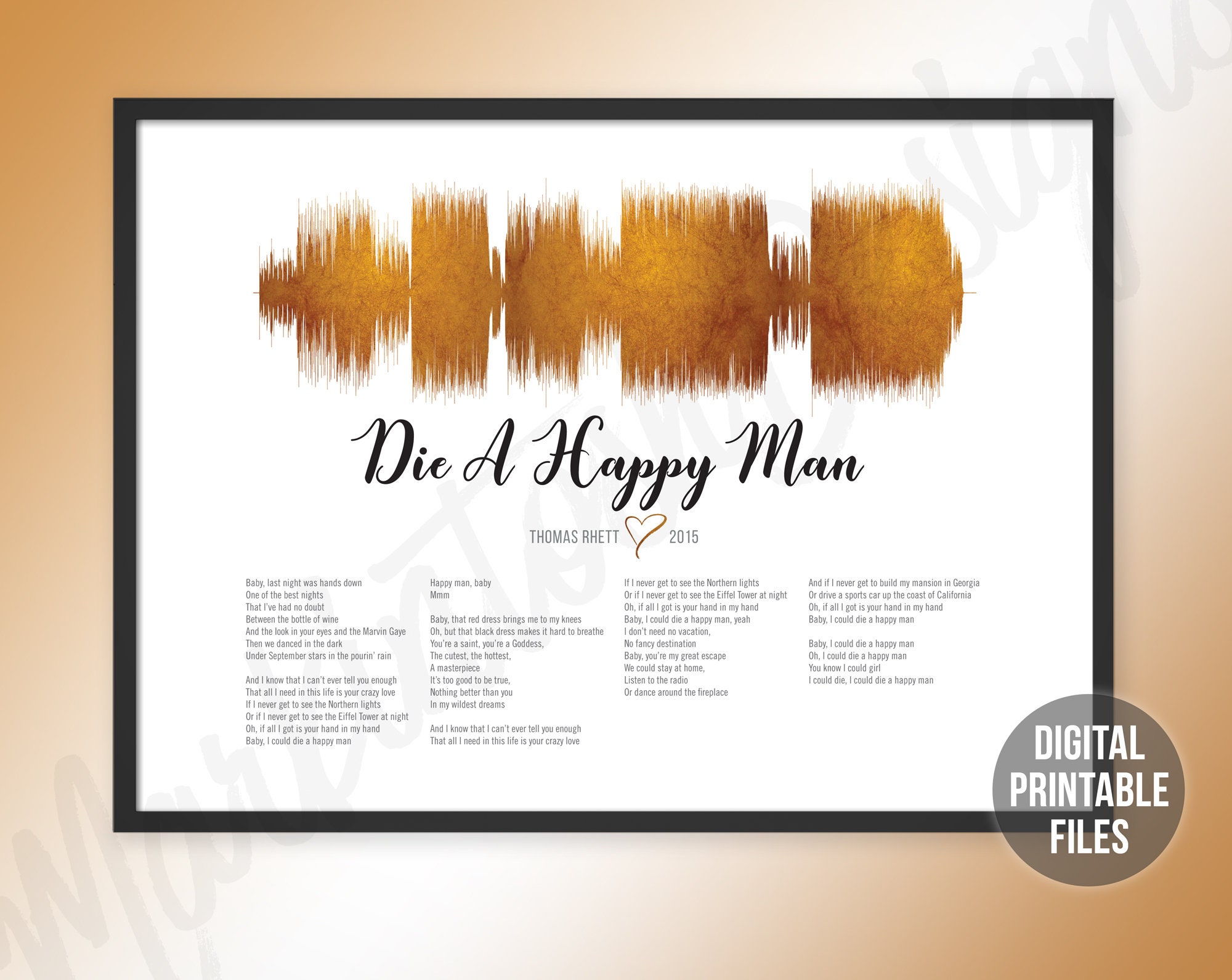 Die A Happy Man Custom Sound Wave And Lyrics Art Printable Etsy Die A Happy Man Custom Sound Wave And Lyrics Art Printable Etsy