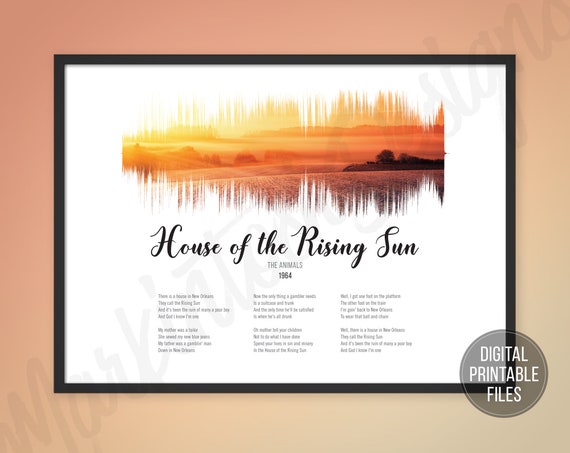 House Of The Rising Sun Custom Sound Wave And Lyrics Art Etsy House Of The Rising Sun Custom Sound Wave And Lyrics Art Etsy