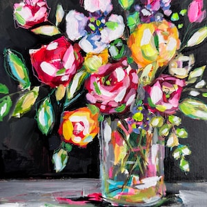 Title : “Lunar Vibes” is an original acrylic/ mixed media / floral painting on Acrylic paper 9 in. x 12 in.