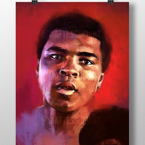 Art Print, Boxing Muhammad Ali, Digital portrait print, Wall art, Poster, A3, A4 Unframed art print, Boxer art Boxing Posters