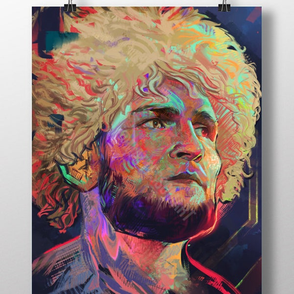 Art Print, UFC Khabib Nurmagomedov , Imprimé portrait numérique, Art mural, Affiche, A4, A3, imprimé d’art non encadré, mma art AFFICHEs UFC