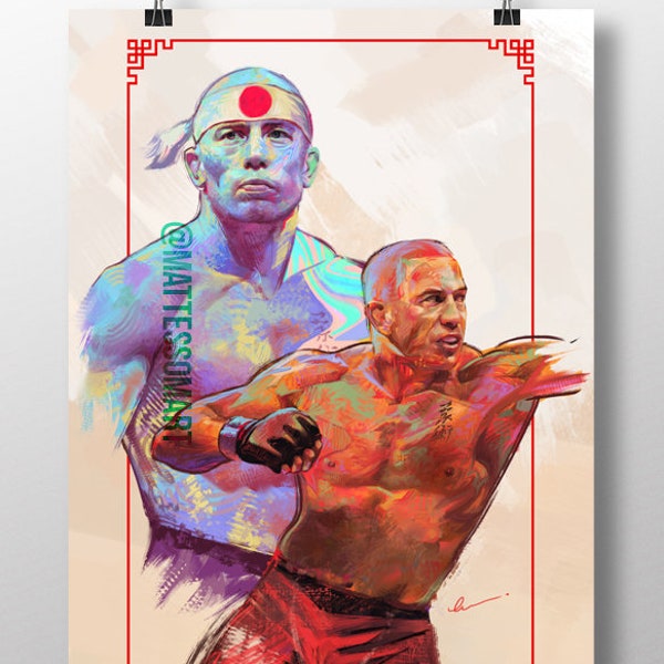 Art Print, UFC GSP, Digital portrait print, Wall art, Poster, A4, A3, Unframed art print, mma art UFC Posters