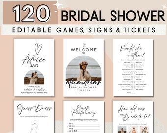 Bridal Shower Games, Modern Bridal Shower Signs, Minimalist Wedding Shower Games, Editable Bridal Shower Games, Bride Groom Shower Games