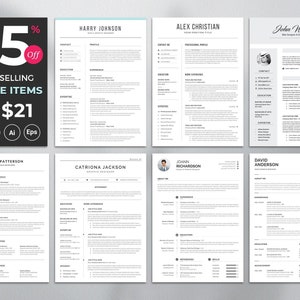 Professional Resume Template Modern And Creative Resume Templates Top Selling Resume/CV Big Bundle Word Resume Instant Download image 1
