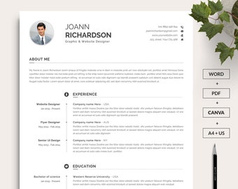 Modern Resume Template Fully Customizable in Word & Canva on any device anywhere | Resume and Cover Letter | Free Resume Writing Guide