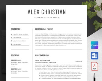 Modern Resume Template Fully Customizable in Word & Canva on any device anywhere | Instant Access | Free Resume Writing Guide