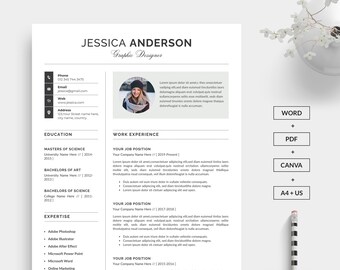 Professional Resume Template Editable in Canva and Word | Resume Template Word | Mac & PC | Free Resume Writing Guide