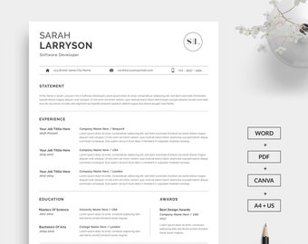 Minimalist Resume Template Fully Customizable in Word and Canva Edit Anywhere On Any Device | Free Resume Writing Guide