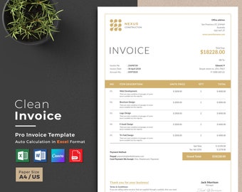 Invoice Template | Invoice Design | MS Excel Auto Calculation features | Receipt | Word Invoice | Photography Invoice | Business Invoice